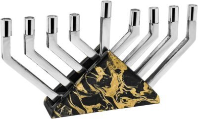 Black and gold marble menorah