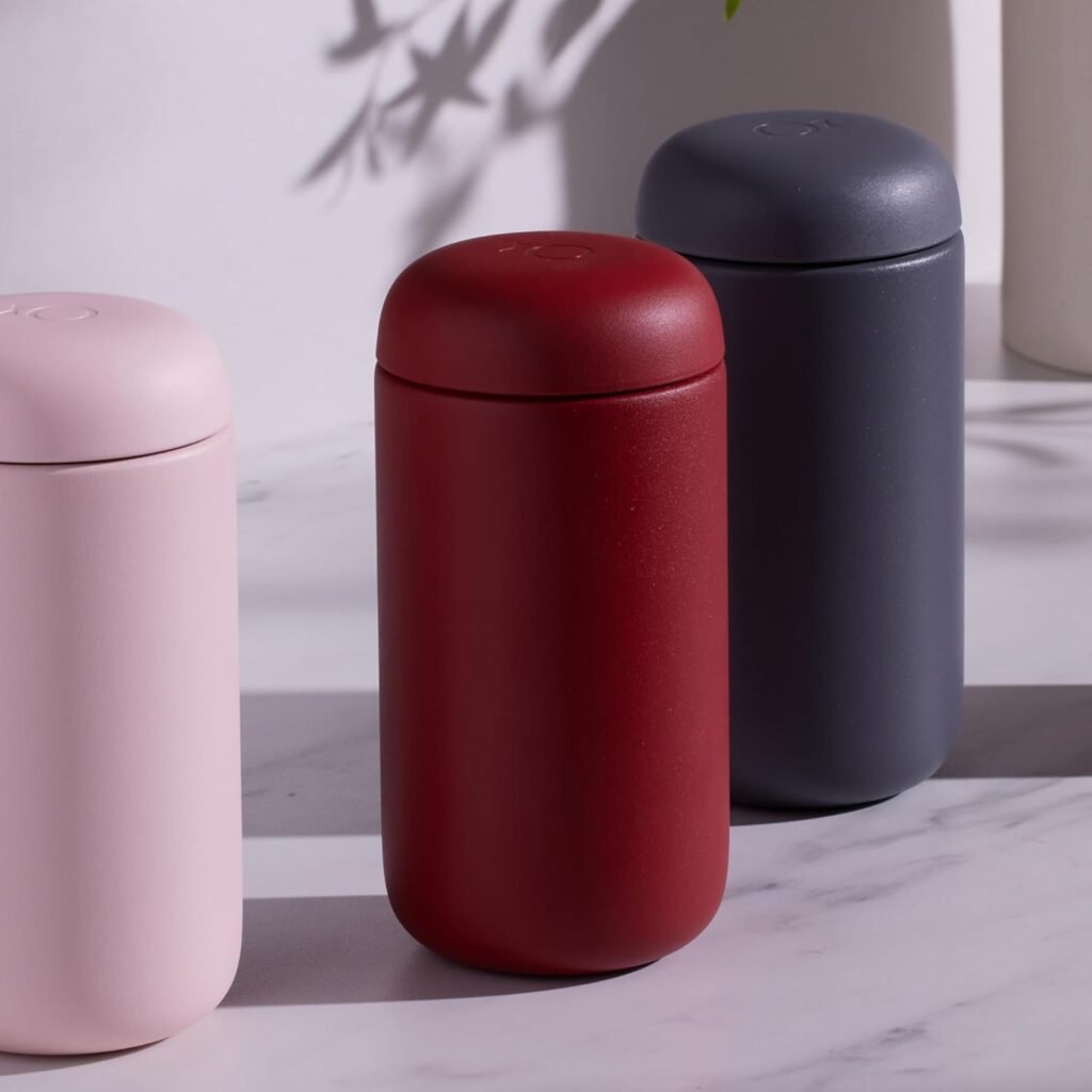 Carter move travel mug, insulated stainless steel, ceramic interior and splash guard