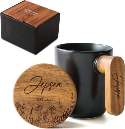 Custom engraved ceramic mug for hot or cold drinks