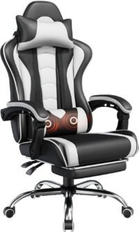 Ergonomic gaming chair with massage lumbar support