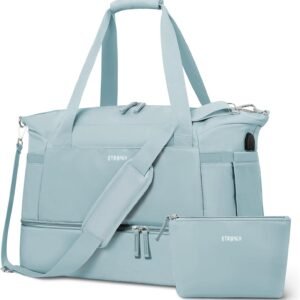 Gym travel bag with shoes compartment, usb charging and more