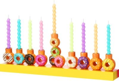 Hand painted donut menorah