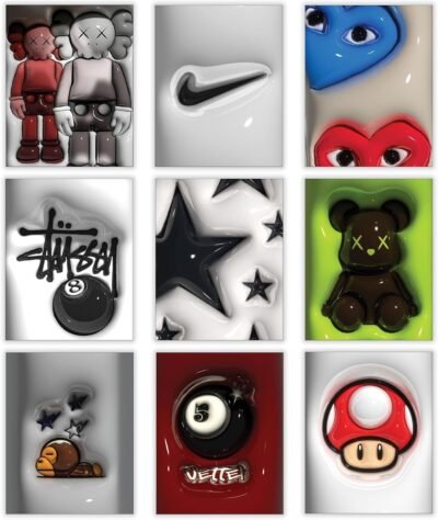 Hypebeast art prints, 9 pc set