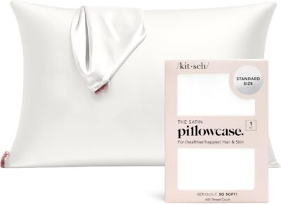 Kitsch satin pillowcase, ivory Kitsch satin pillowcase, ivory