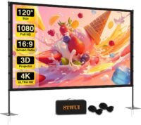 Outdoor projector screen with stand