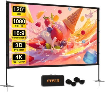 Outdoor projector screen with stand