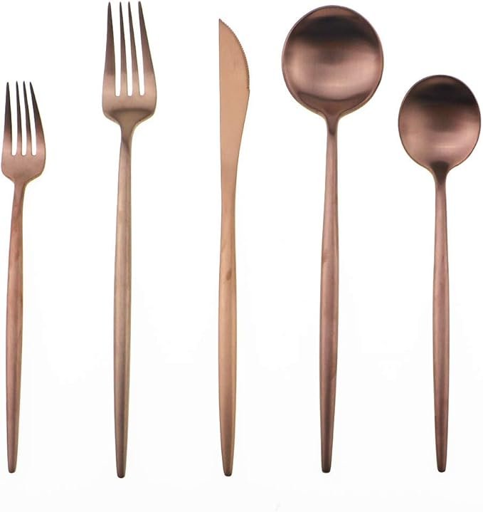 Rose gold 5 piece flatware