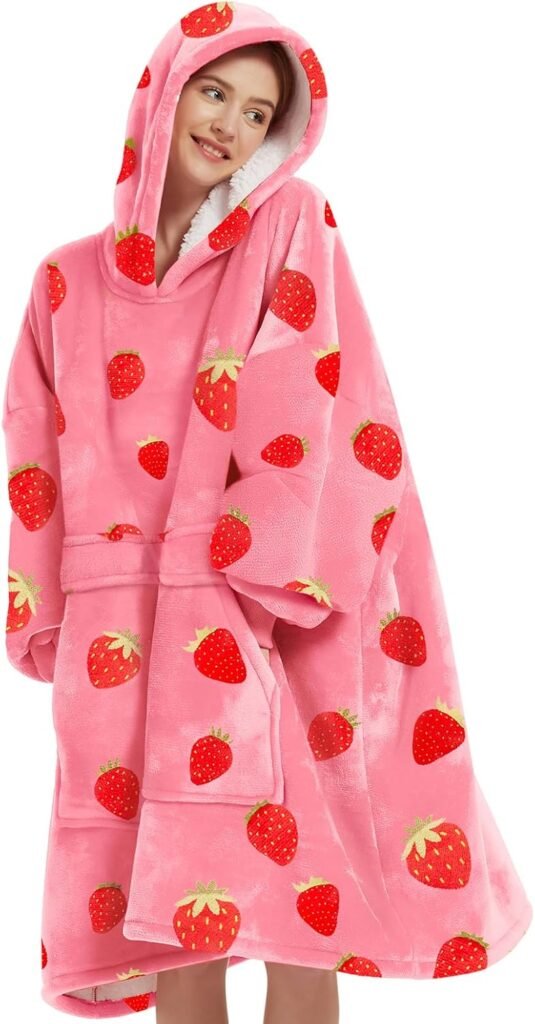 Strawberry sherpa blanket hoodie