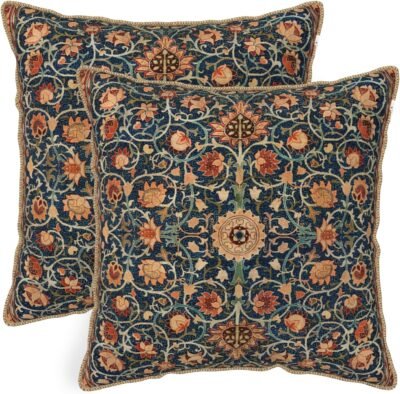 Vintage floral velvet throw pillow covers, set of 2