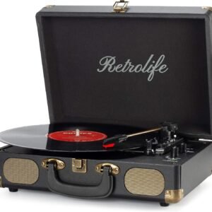 Vinyl record player, bluetooth suitcase portable, belt driven