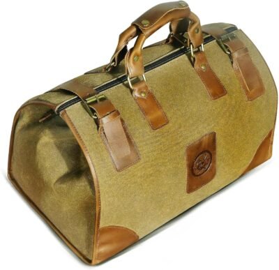 Water resistant canvas + leather travel weekender bag