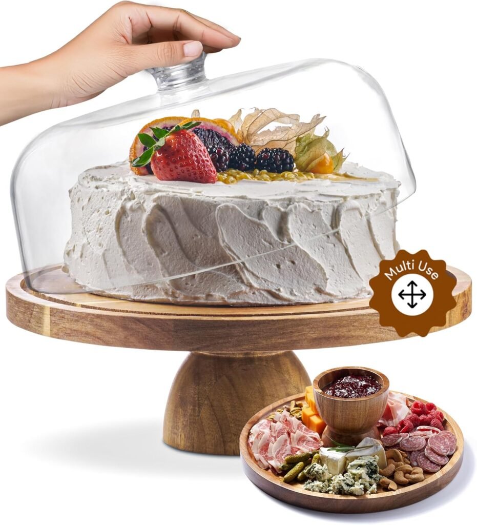 Wood cake stand with lid, multiuse