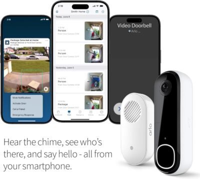 Arlo Video Doorbell 2K + Chime 2 – Smart Security Doorbell