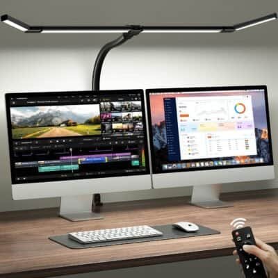 Desk motion lamp with clamp, adjustable