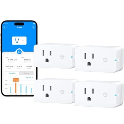 Govee Smart Plug with Energy Monitoring – WiFi & Bluetooth, Alexa & Google Compatible (4‑Pack)
