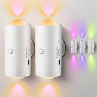 LED Motion Sensor Night Light 2-Pack – Rechargeable 7-Color Wireless Stair & Wall Lamp
