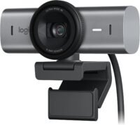 Logitech Brio 4K Webcam on top of monitor