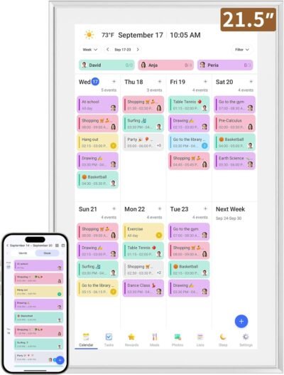 Smart digital calendar, intertactive touchscreen Smart Digital Calendar & Interactive Organizer – Shared Family Wall Planner
