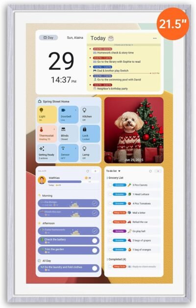 ApoloSign 21.5″ Digital Calendar & Chore Chart – Smart Wall Display for Family Schedules