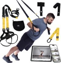 TRX ALL‑IN‑ONE Suspension Trainer straps set up on door anchor