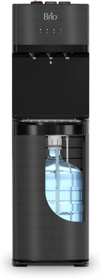 Water dispenser, self cleaning with child lock for hot water Brio Self‑Cleaning Bottom Loading Water Dispenser – Hot, Cold & Room‑Temperature Water Cooler