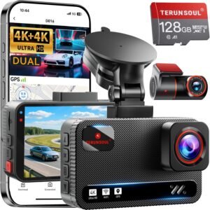 4K+4K Dash Cam Front and Rear, Free 128 GB card included, Built-in GPS, G-Sensor...