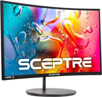 Curved 24-inch Gaming Monitor with Built-in Seakers, VESA...