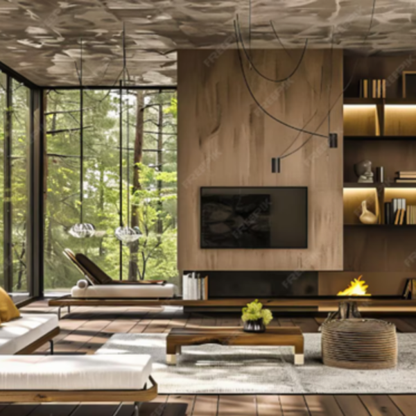 dark wood vibe living room aesthetic