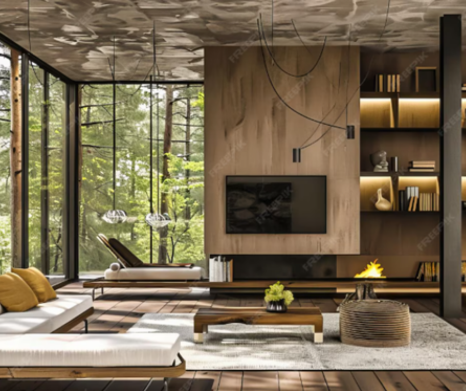 dark wood vibe living room aesthetic