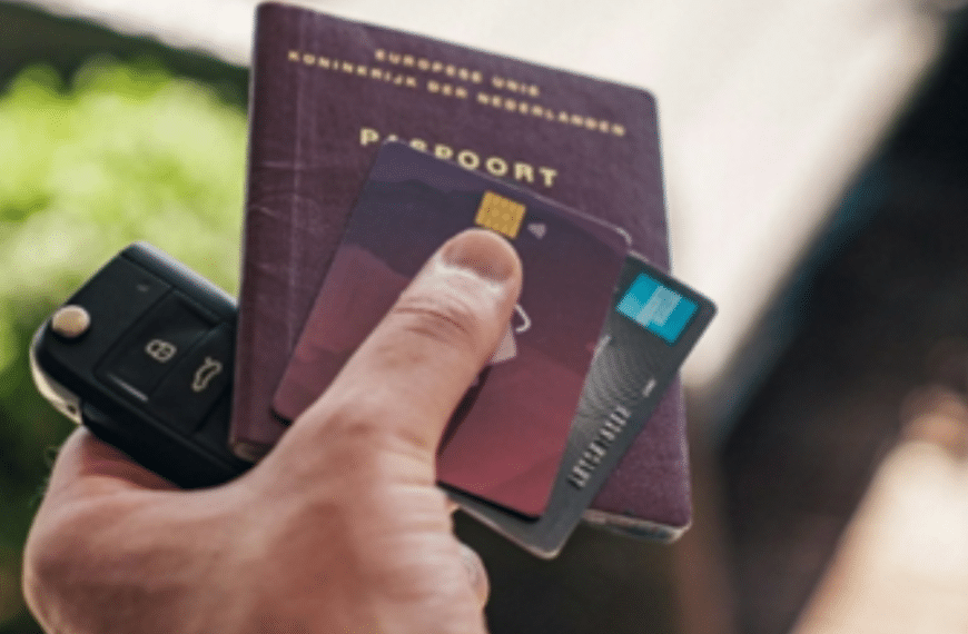 hand with documents while traveling
