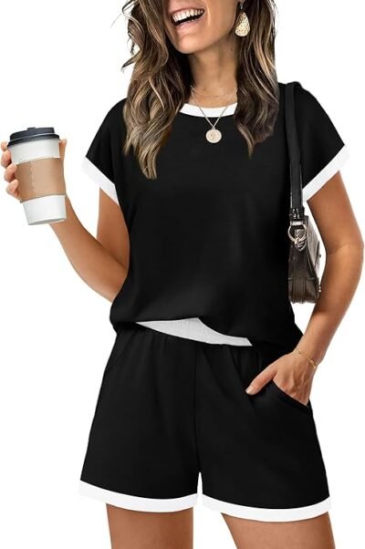 2 piece sweatsuit with shorts  and short sleeve shirt