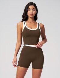 2 piece workout set with tummy control and butt lifting shorts