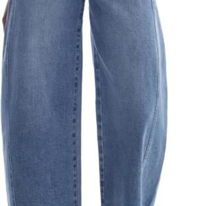High-Waisted Cropped Barrel Leg Jeans