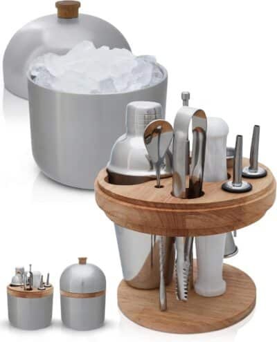 Bartender cocktail set with stainless steel ice bucket