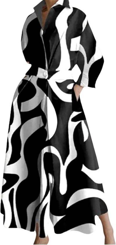 Black and white print shirt dress