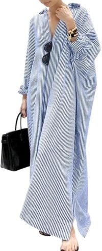 Button down cotton maxi shirt dress
