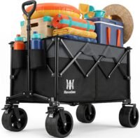 Collapsible folding wagon for beach, camping, grocery