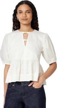 Cotton sateen peplum blouse