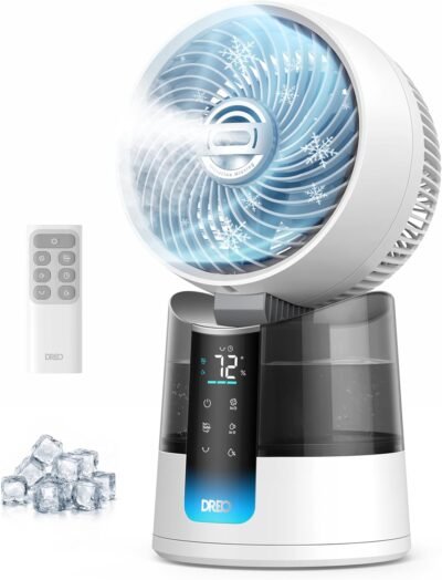 DREO TurboCool misting fan, cooling fan that blow cold air, omni-directional