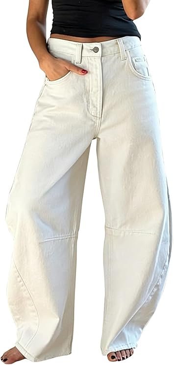 EXLUR Womens Barrel Jeans