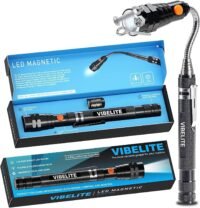 Extendable magnetic flashlight with telescoping magnet pickup tool