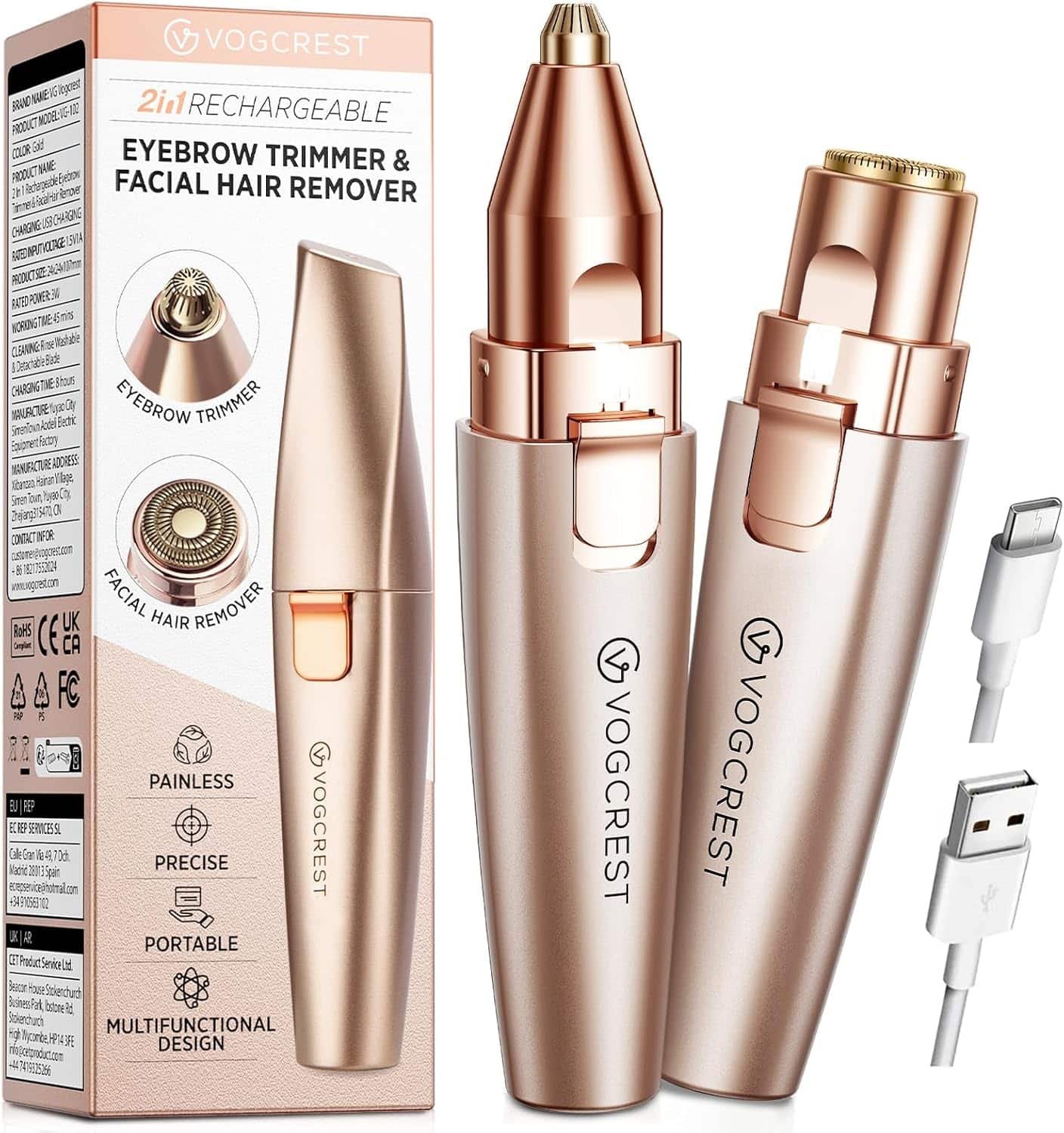 Eyebrow and facial trimmer with LED light