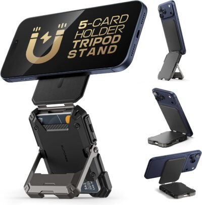 Faraday RFID MagSafe Wallet with Stand, phone credit card holder tirpod