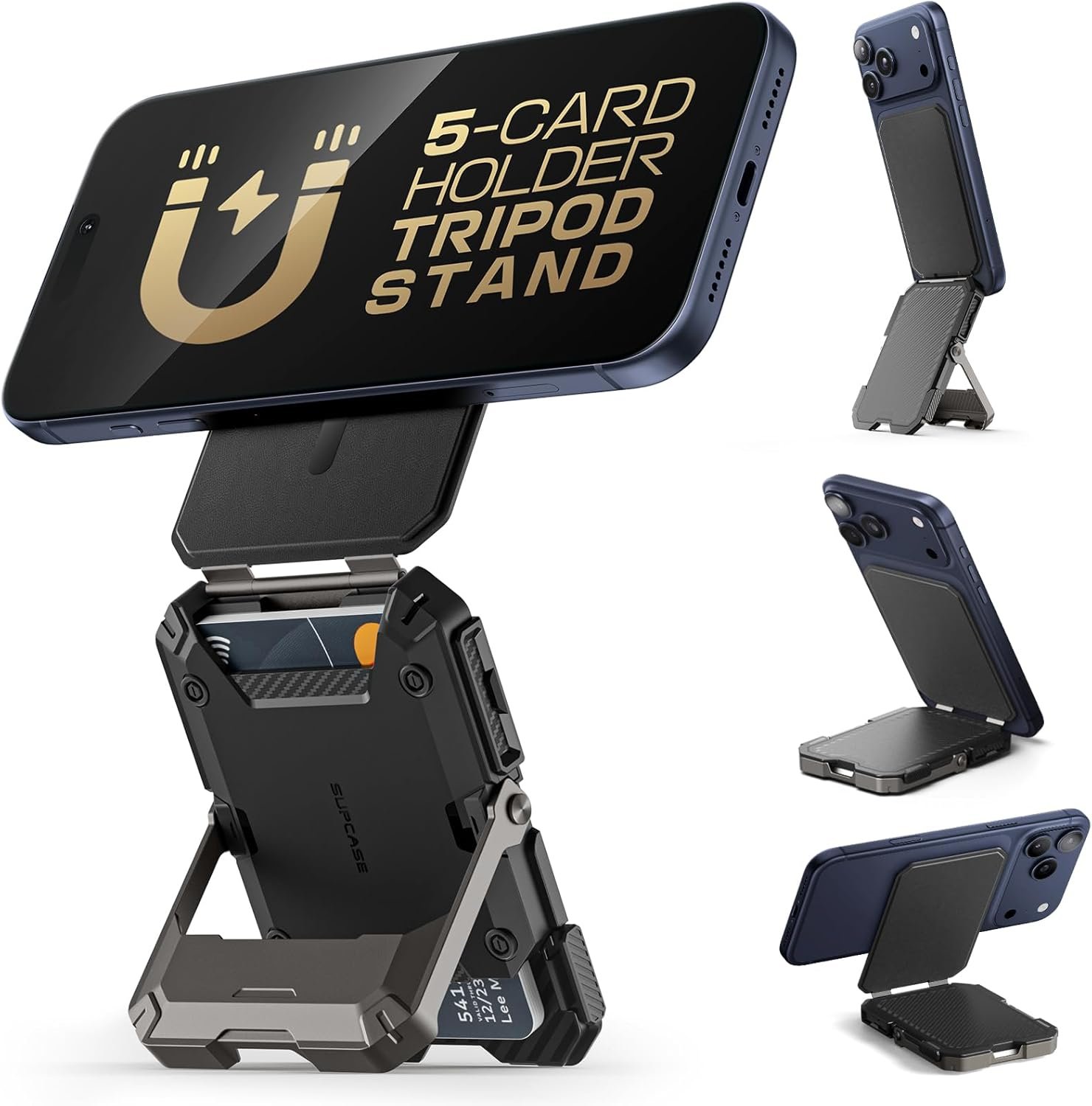 Faraday RFID MagSafe Wallet with Stand, phone credit card holder tirpod - Image 1