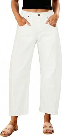 GRAPENT High-Waisted Wide Leg Barrel Jeans