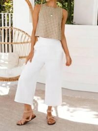 Gingham crop tank top