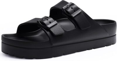 Goosecret platform sandals with arch support (black)