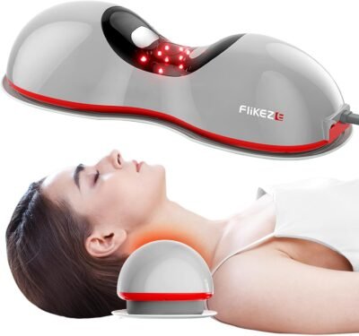 Heated neck stretcher with Red Light Therapy