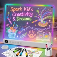 LED Drawing Board — 13 Light Effects, Rechargeable Neon Glow Doodle Board for Kids