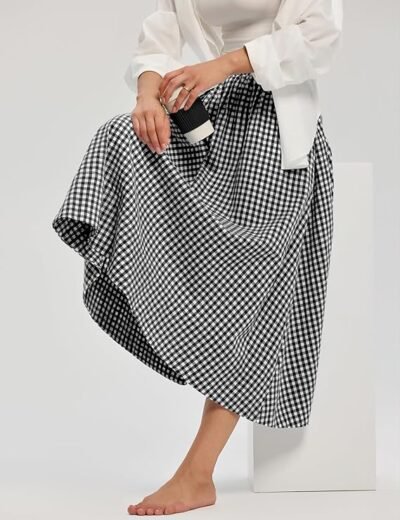 Midi skirt with elastic waist